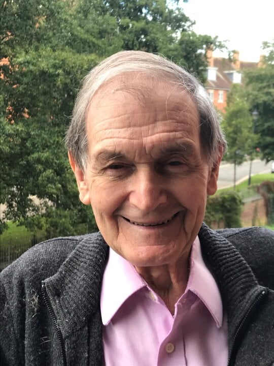 Roger Penrose outside of his home in Oxford