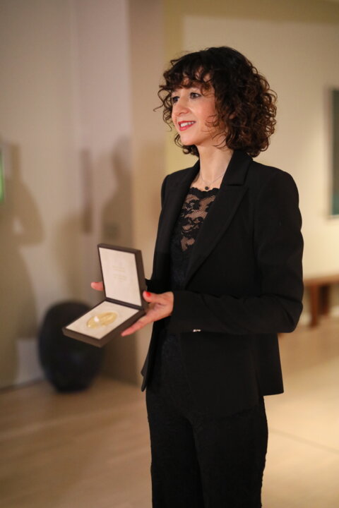 Emmanuelle Charpentier receiving her Nobel Prize medal and diploma
