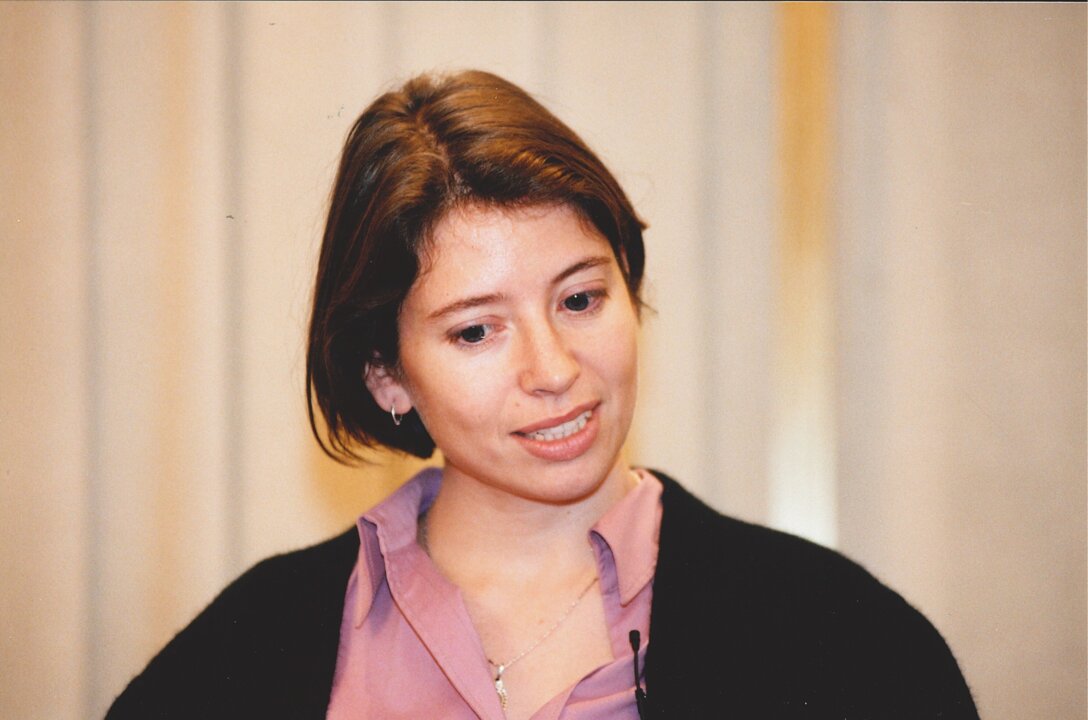 Dr. Marie-Eve Raguenaud at a press cenference