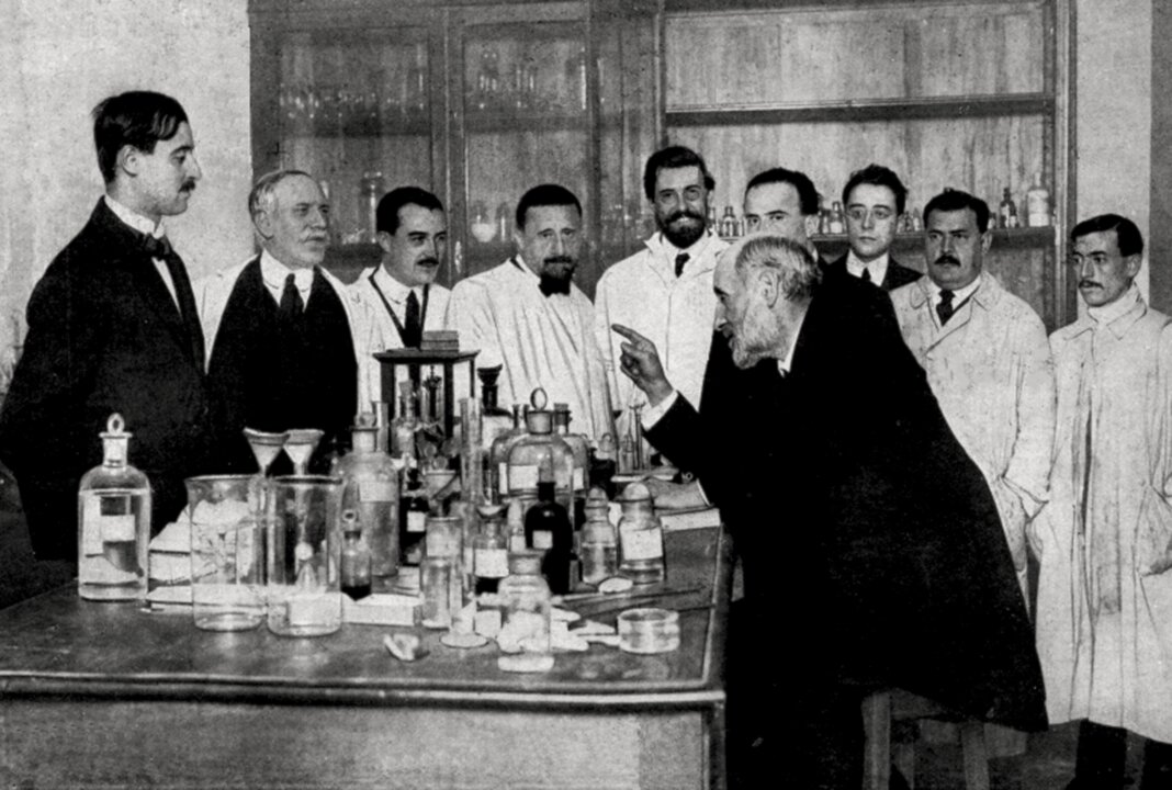 Santiago Ramón y Cajal in his laboratory in Madrid