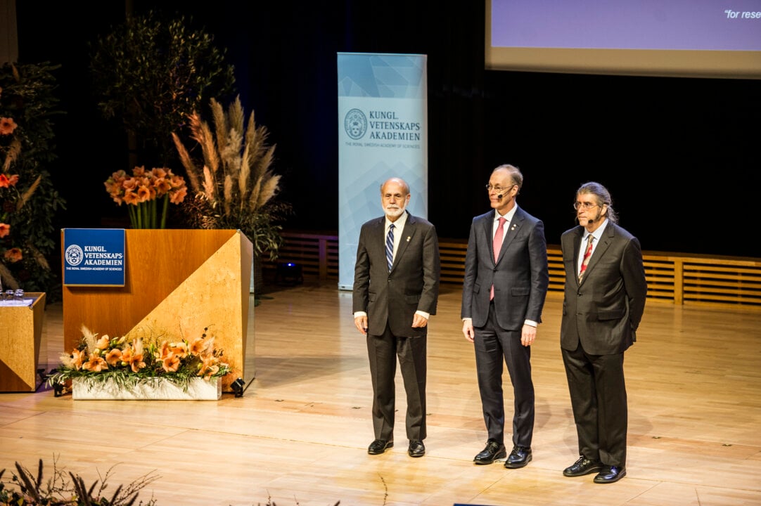 All three laureates in economic sciences assembled on stage