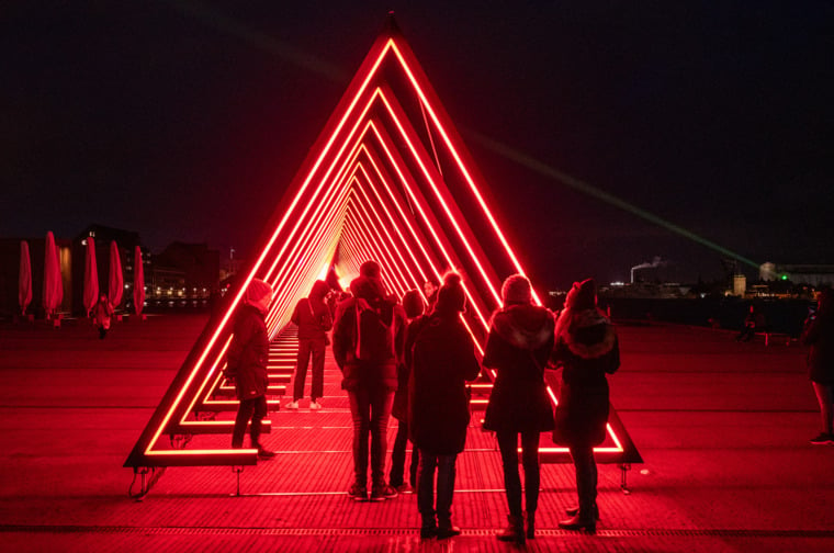 Photo of a light installation in a park