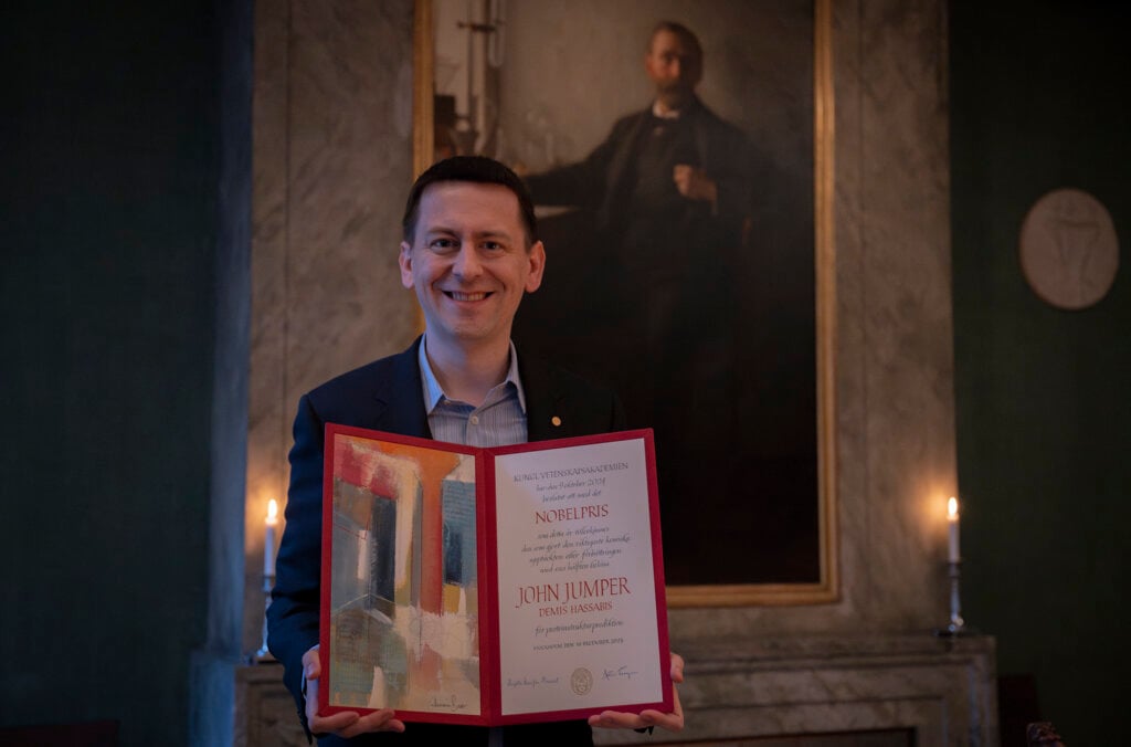 Man showing diploma