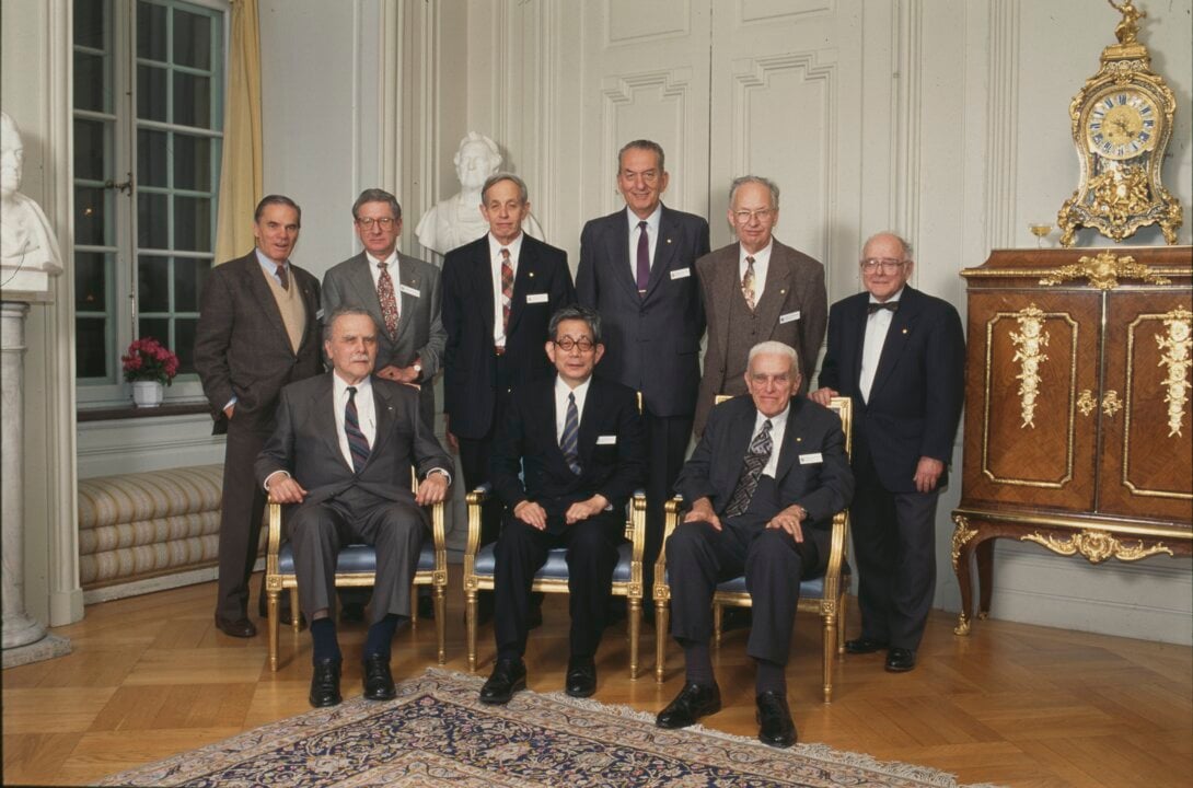 1994 laureates assembled at the Swedish Academy in Stockholm