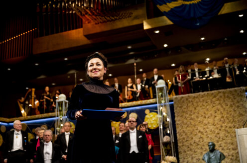 Olga Tokarczuk after receiving her Nobel Prize