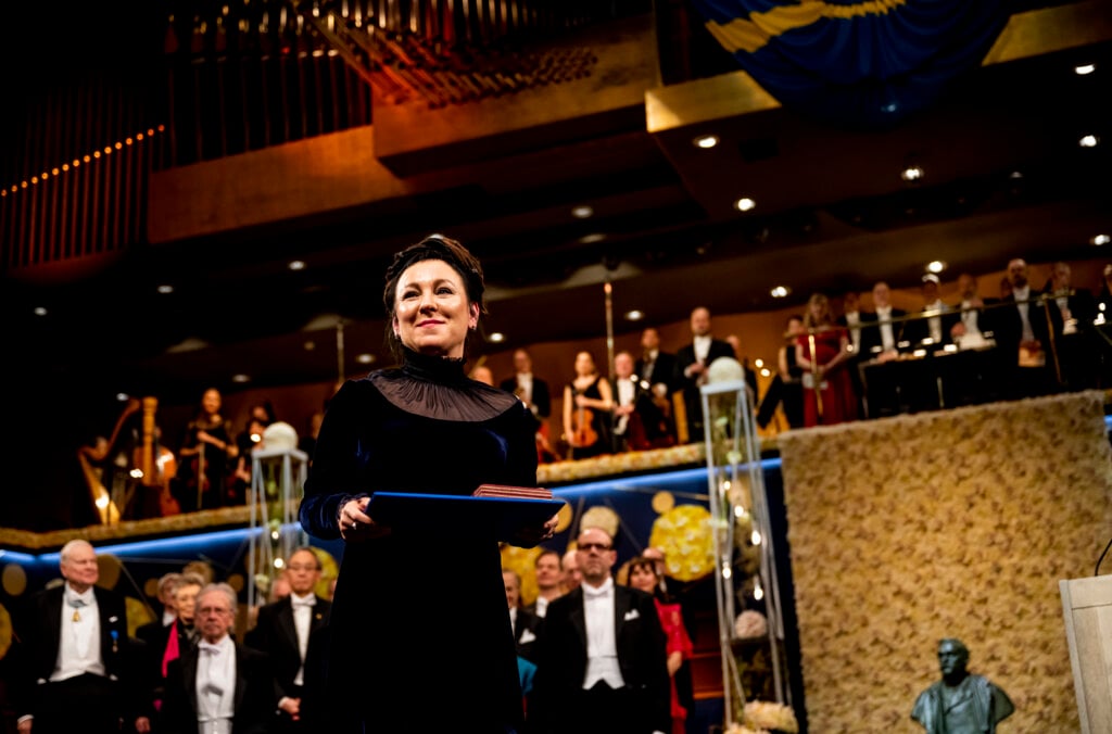 Olga Tokarczuk after receiving her Nobel Prize