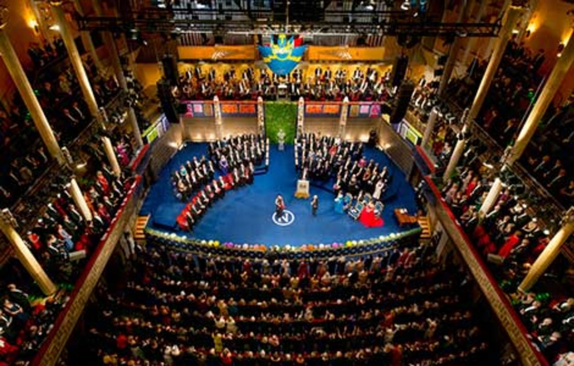 May-Britt Moser receiving his Nobel Prize. Overview from Nobel Prize Award Ceremony at the Stockholm Concert Hall
