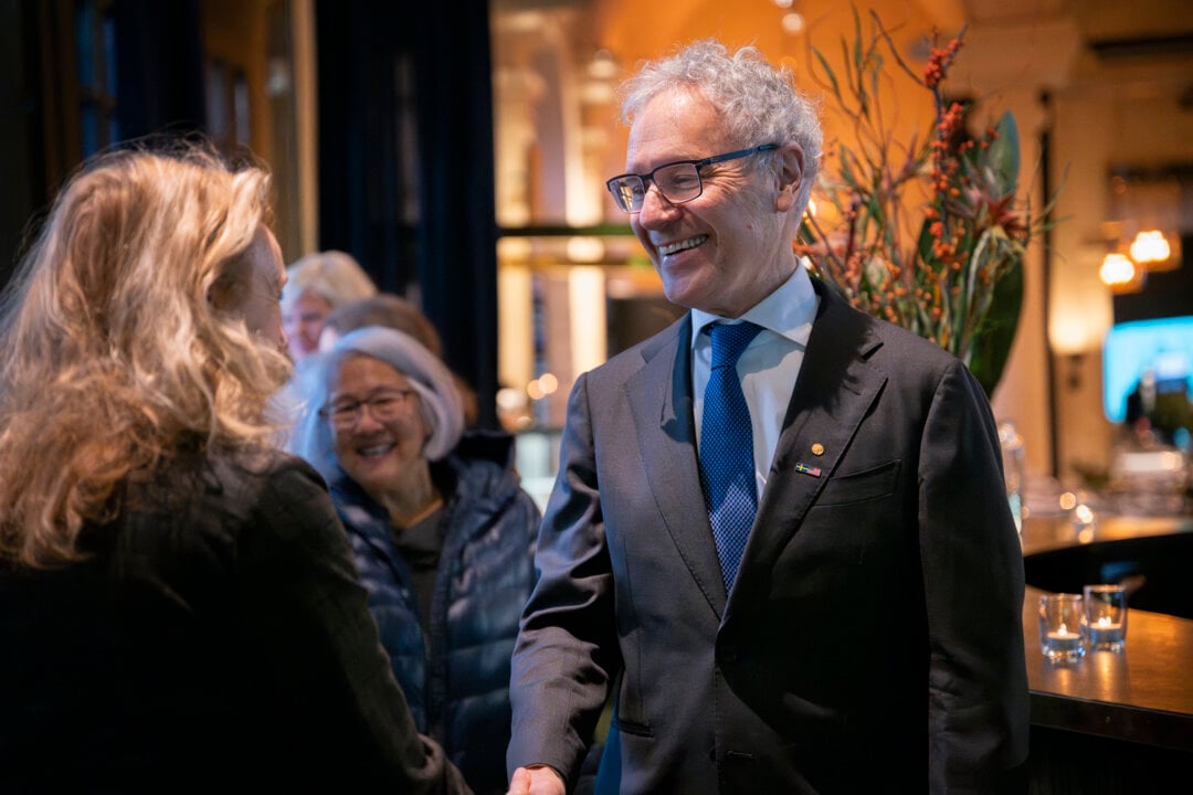 A man arriving at a museum