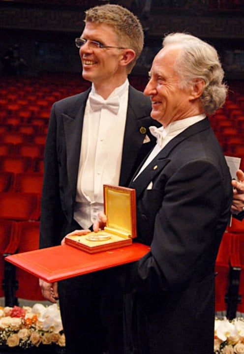 Mario R. Capecchi with his Nobel Prize medal and diploma