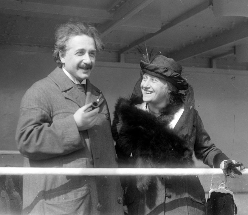 Albert Einstein with his wife Elsa