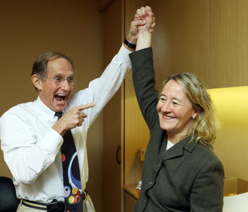 Carol W. Greider with colleague Peter Agre