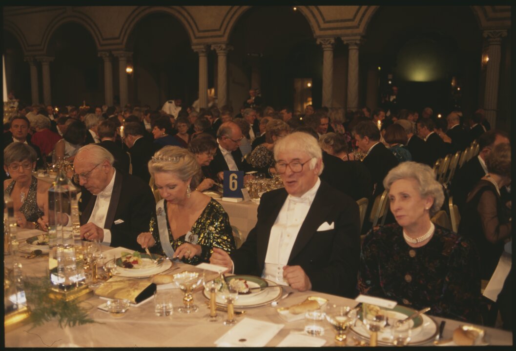 People at a banquet table