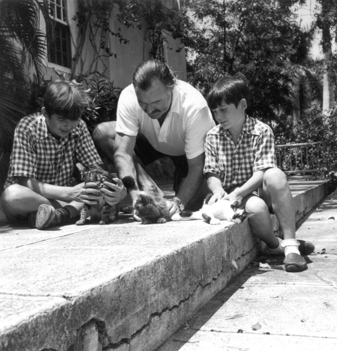 Ernest Hemingway and his sons Patrick and Gregory