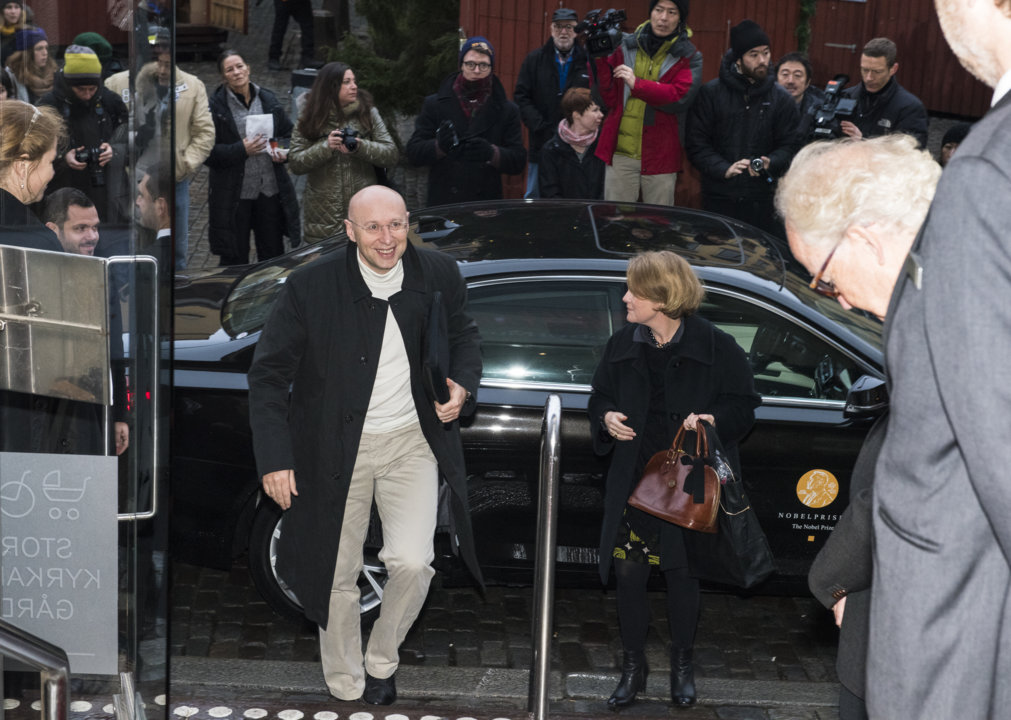 Stefan W. Hell arriving at the Nobel Museum in Stockholm, Sweden, for the 2014 Nobel Laureates' Get together on 6 December 2014.