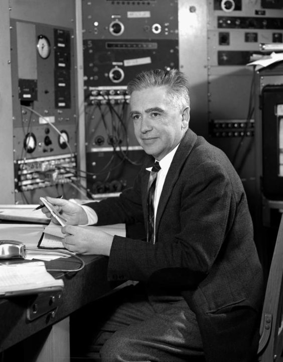 Emilio Segrè in his laboratory, 28 April 1954