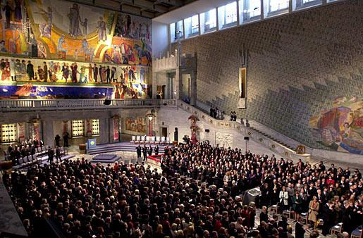 View of the Oslo City Hall during the Prize Award Ceremony