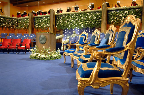 The podium for the Nobel Prize Award Ceremony