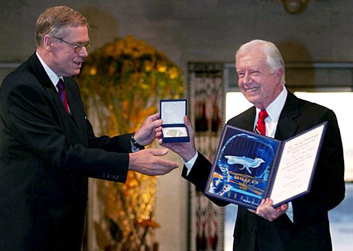 Jimmy Carter receiving his Nobel Peace Prize
