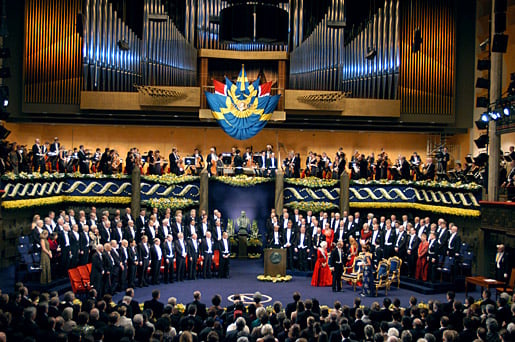 The 2002 Nobel Prize Award Ceremony at the Stockholm Concert Hall.