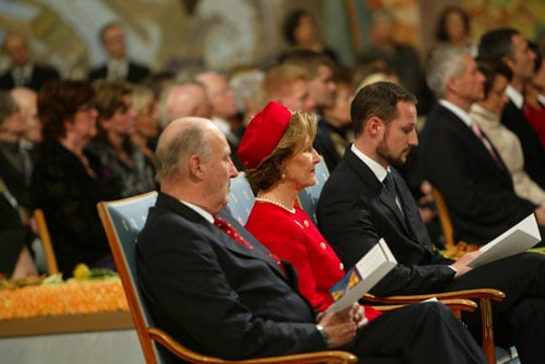 King Harald V of Norway, Queen Sonja and Crown Prince Haakon at the Nobel Peace Prize Award Ceremony