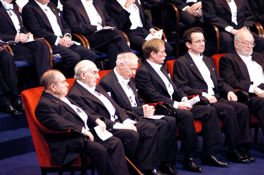 Nobel Laureates in physics and chemistry seated in the front row