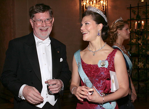 Nobel Laureate in Physics George F. Smoot in a light moment with Crown Princess Victoria of Sweden