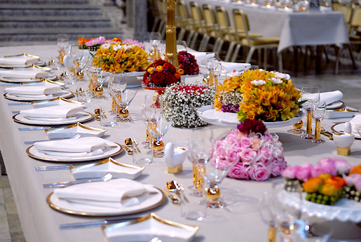 Table adorned with flowers