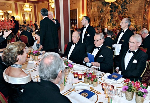 King Harald V of Norway, Nobel Peace Prize Laureate Martti Ahtisaari and Ole Danbolt Mjøs, Chairman of the Norwegian Nobel Committee