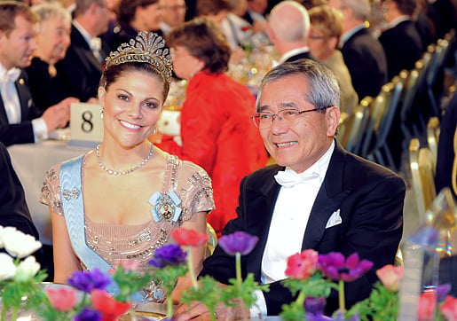 Sweden's Crown Princess Victoria seated beside Ei-ichi Negishi, Nobel Laureate in Chemistry