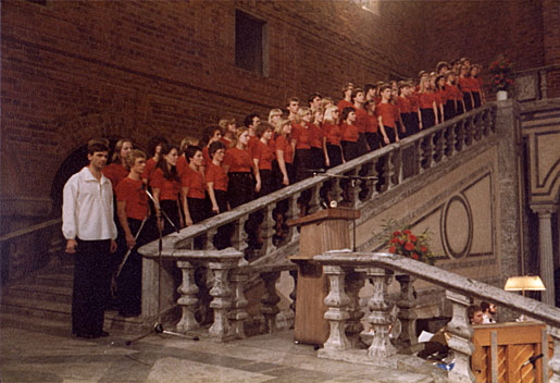 A choir entertains the Nobel Banquet guests
