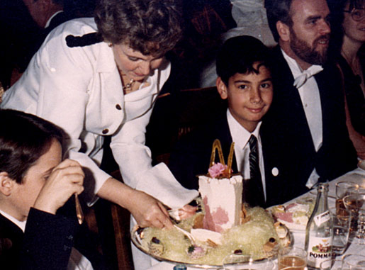 Two young guests are being served the Nobel ice cream