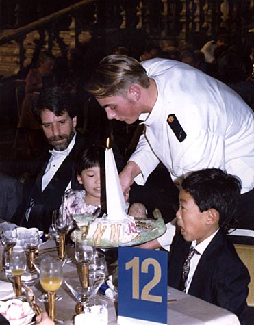 The Nobel ice cream is being served to two young guests