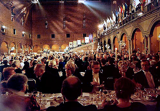 The Blue Hall of the Stockholm City Hall all aglitter