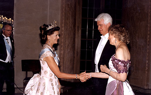 Her Majesty Queen Silvia and Nobel Laureate Günter Blobel with wife