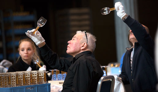 Preparations for the 2012 Nobel Banquet: every glass is checked