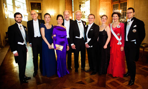 The Swedish Royal Family receive the Laureates and their significant others in the Prince's gallery