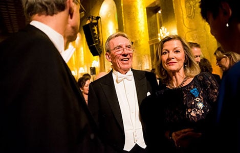 Chemistry Laureate Jean-Pierre Sauvage takes to the dance floor in the Golden Hall