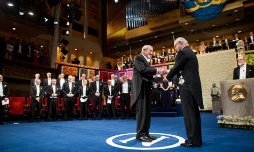 Chemistry Laureate Martin Karplus receiving his Nobel Prize