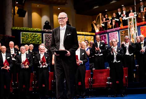 Patrick Modiano after receiving his Nobel Prize at the Stockholm Concert Hall