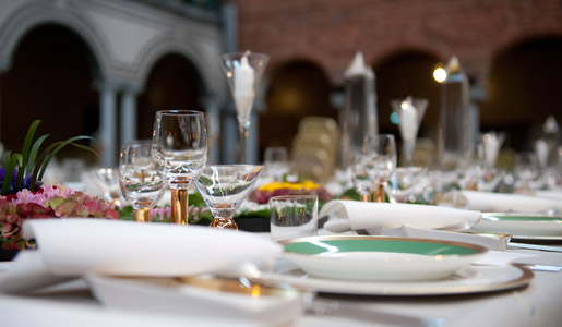 The tables are laid with the special Nobel tableware