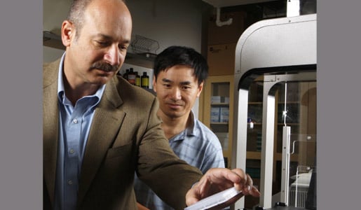 Bruce Beutler  with colleague in the laboratory