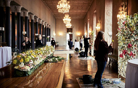 The Prince's Gallery was decorated with colourful floral carpets