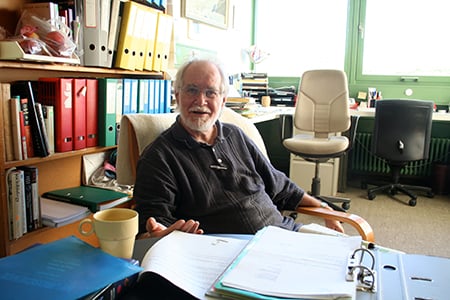 Jacques Dubochet in his office