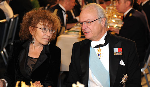 King Carl XVI Gustaf of Sweden and Professor Claudine Haroche