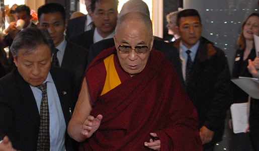The Dalai Lama enters the Nobel Museum