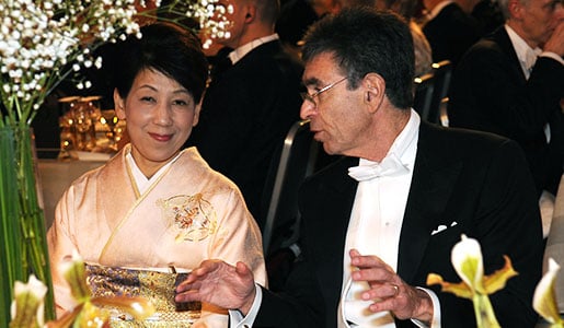 Robert J. Lefkowitz and Dr Chika Yamanaka at the Nobel Banquet