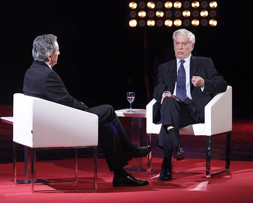 Mario Vargas Llosa at an interview