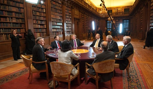 Dan Shechtman at Nobel Media's taping of the TV-program Nobel Minds in the Bernadotte Library at the Royal Palace, 9 December 2011