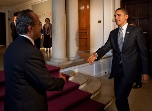 Barack Obama meets with Mexican President Felipe CalderÃ³n