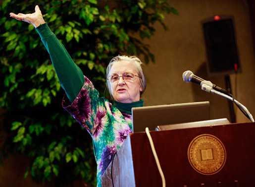 Elinor Ostrom delivering a lecture